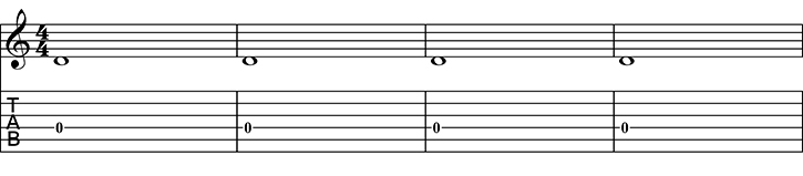 Whole notes open D string